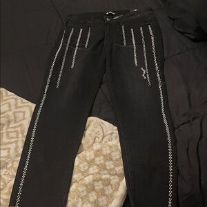 Vocal Black Jeans with White Detailing